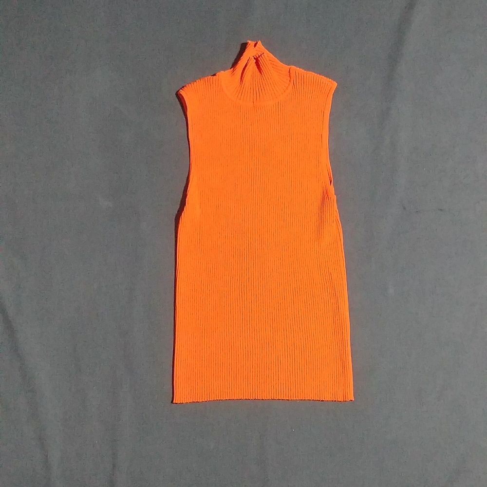 Vintage 90's Orange Laundry by Shelli Segal Mock Turtle Neck Sweater Tank